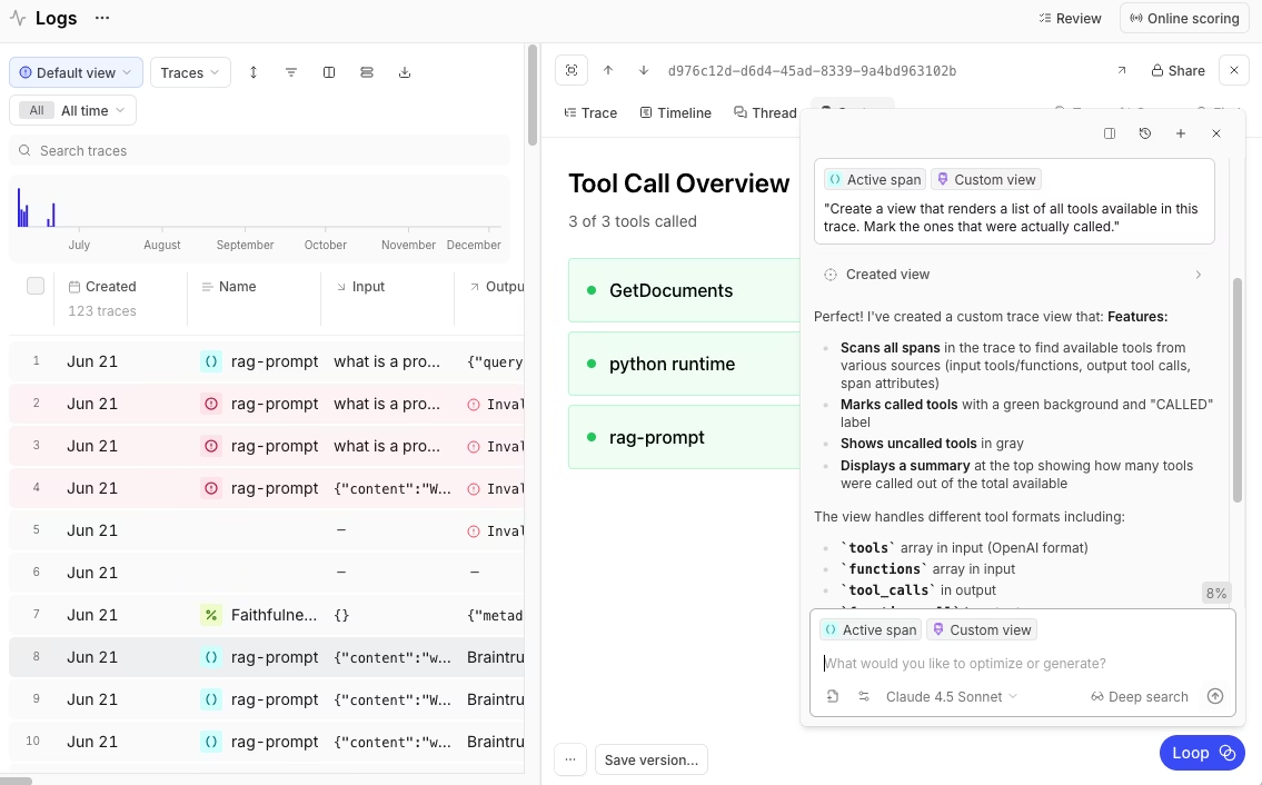 Braintrust Playground and Loop